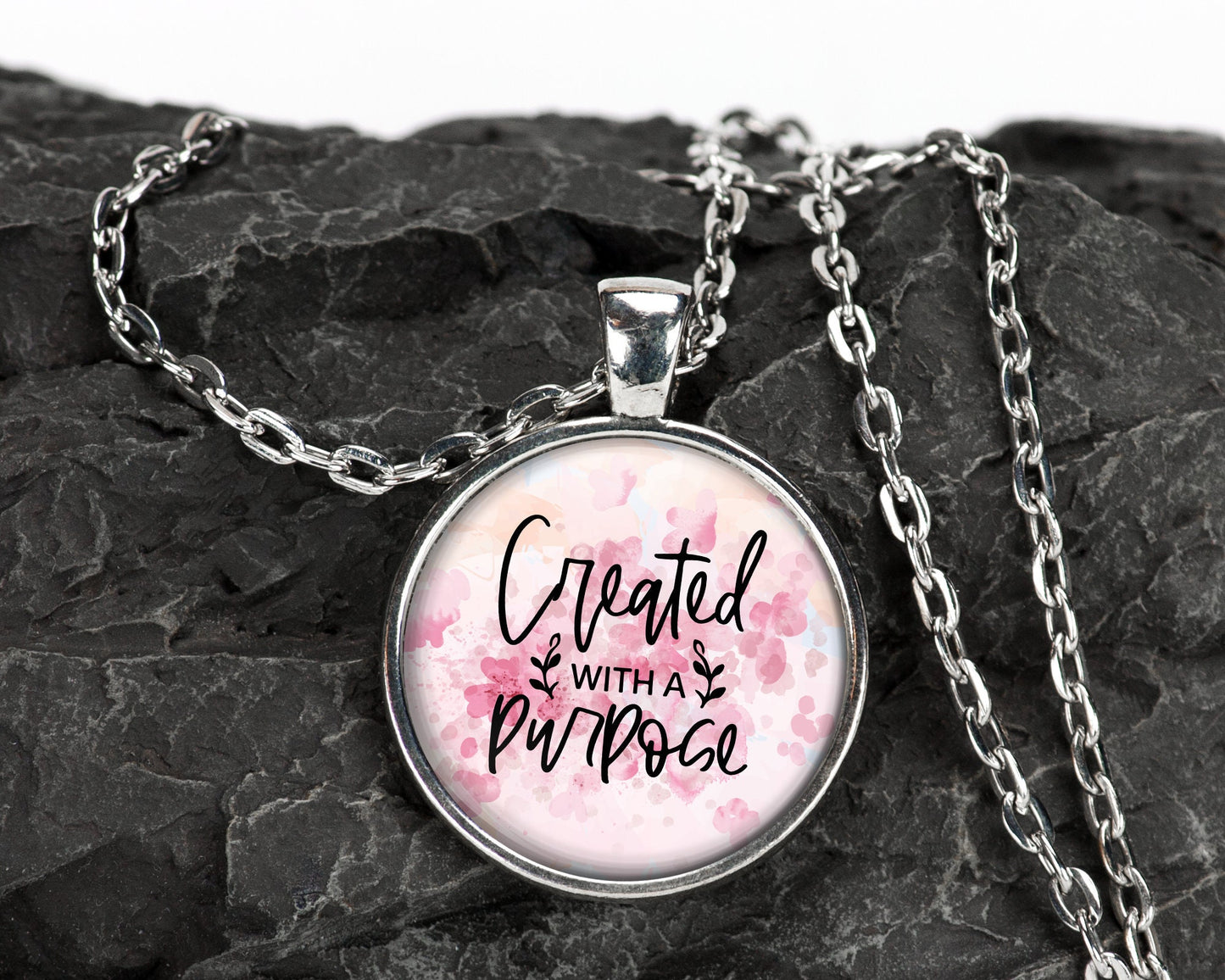 Created With A Purpose Mental Health Anxiety Awareness Pendant Necklace Christian Jewelry // Gifts for Her // Best Friend Gift // Keychain