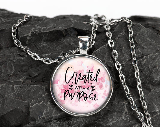 Created With A Purpose Mental Health Anxiety Awareness Pendant Necklace Christian Jewelry // Gifts for Her // Best Friend Gift // Keychain