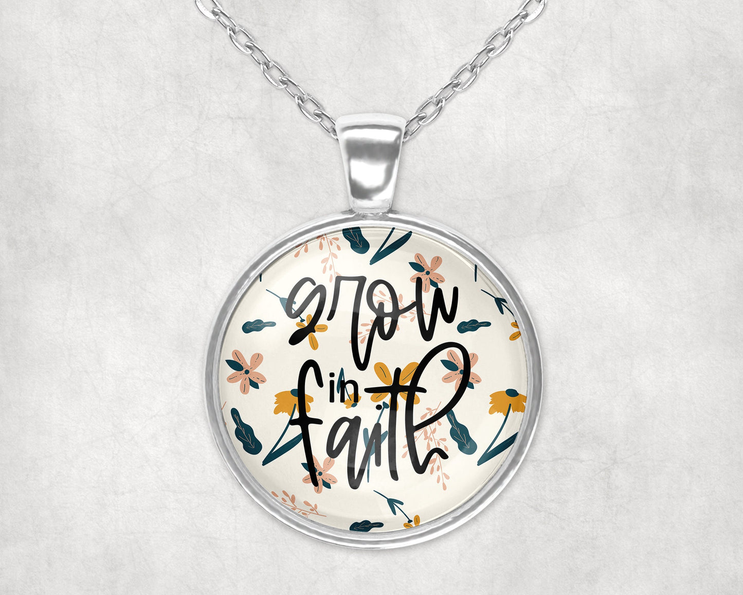 Grow In Faith Christian Religious Pendant Necklace Faith Jewelry // Gifts for Her // Best Friend Gift // Keychain