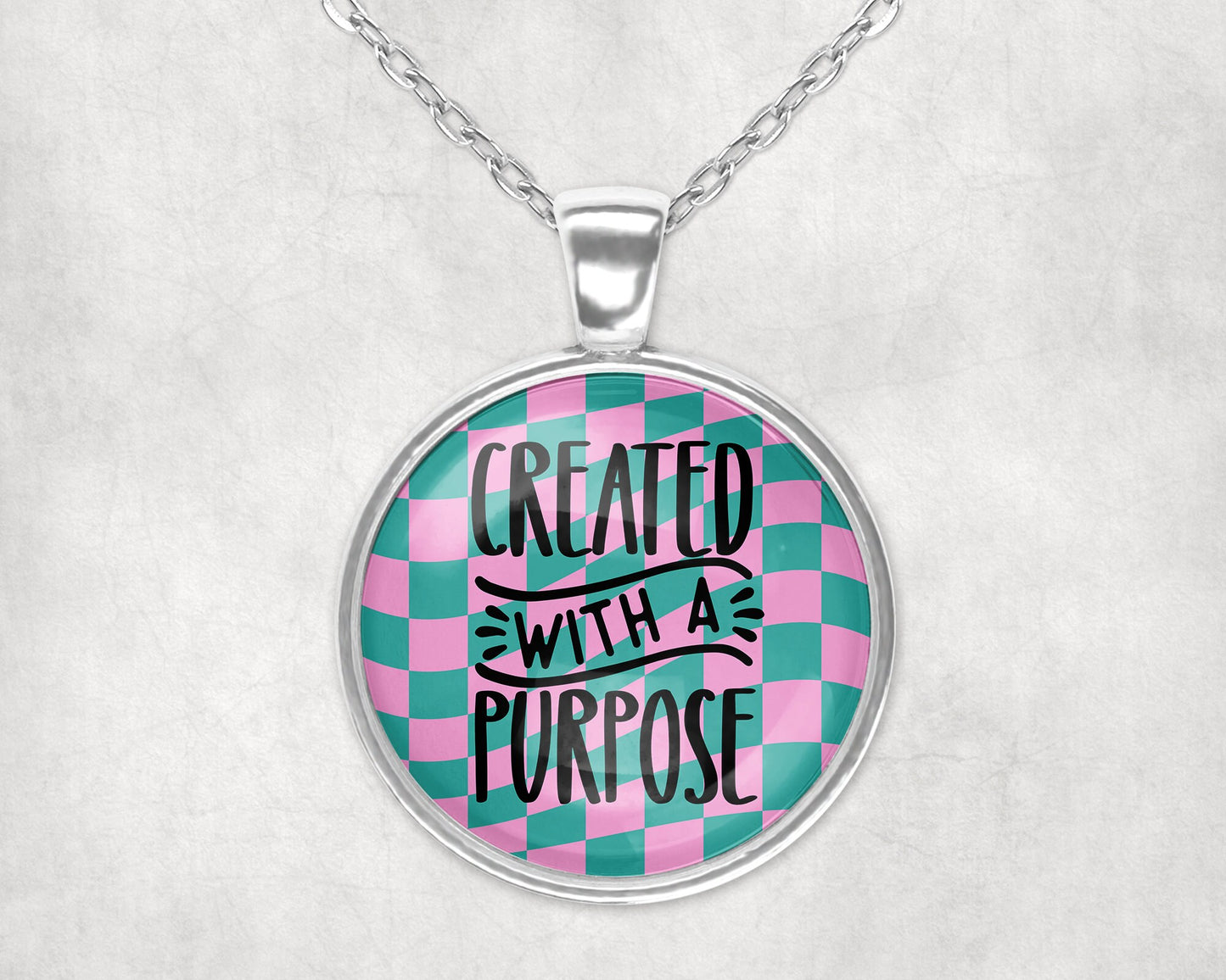 Created With A Purpose Retro Christian Pendant Necklace Faith Jewelry // Gifts for Her // Best Friend Gift // Keychain