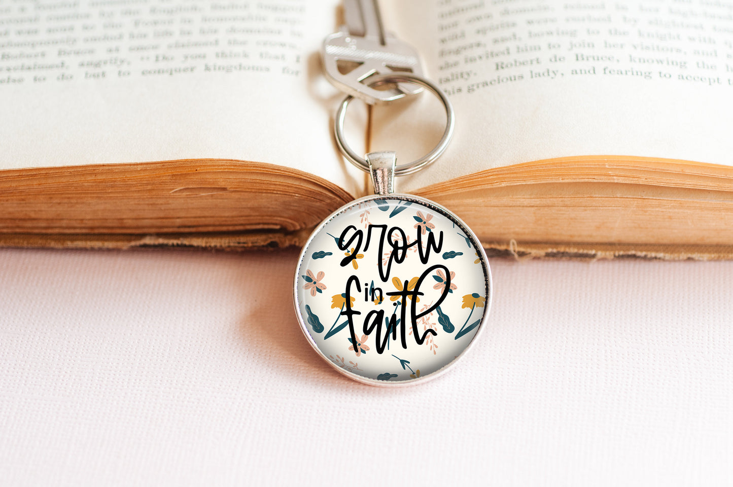 Grow In Faith Christian Religious Pendant Necklace Faith Jewelry // Gifts for Her // Best Friend Gift // Keychain