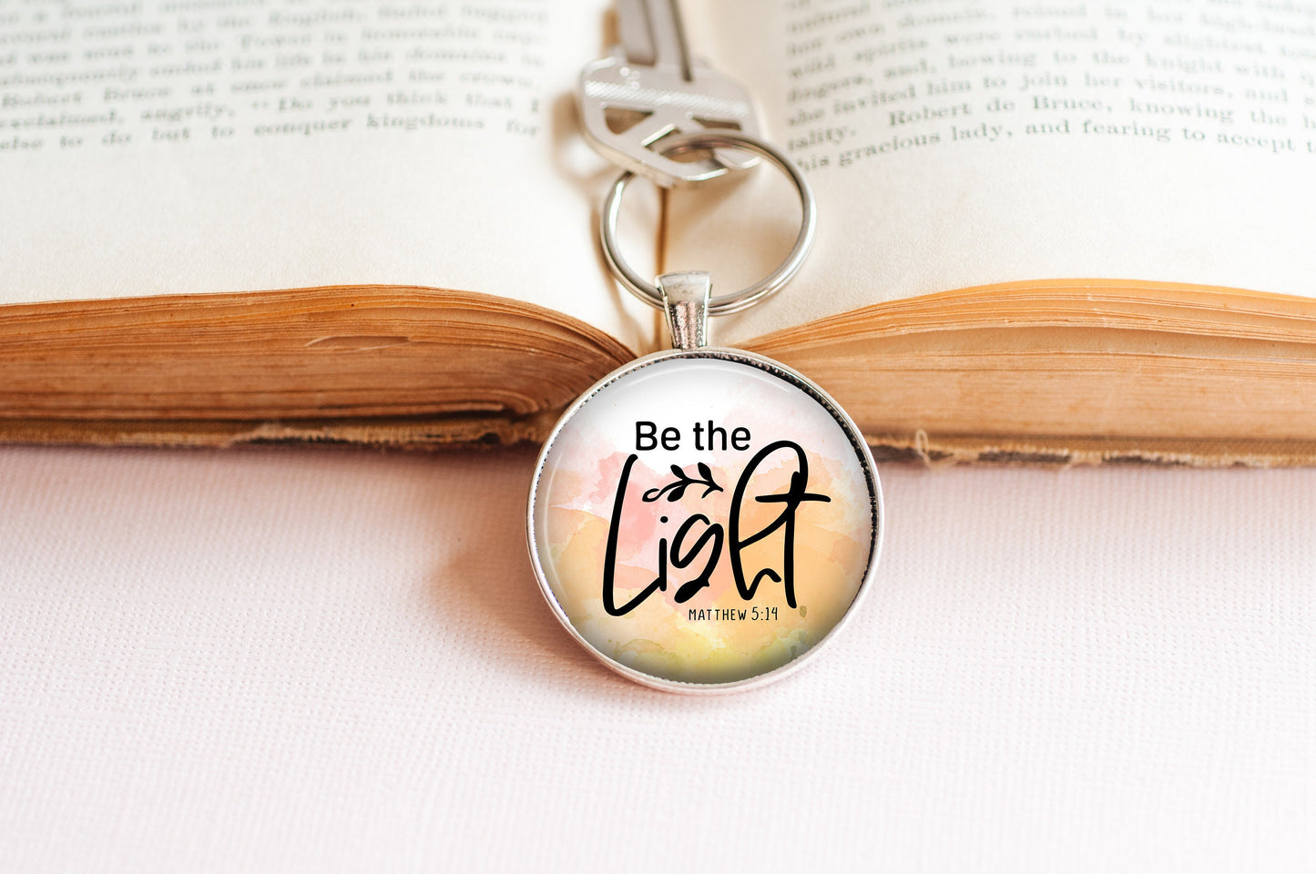Be The Light // Bible Verse Pendant Necklace Scripture Christian Jewelry // Gifts for Her // Best Friend Gift // Keychain