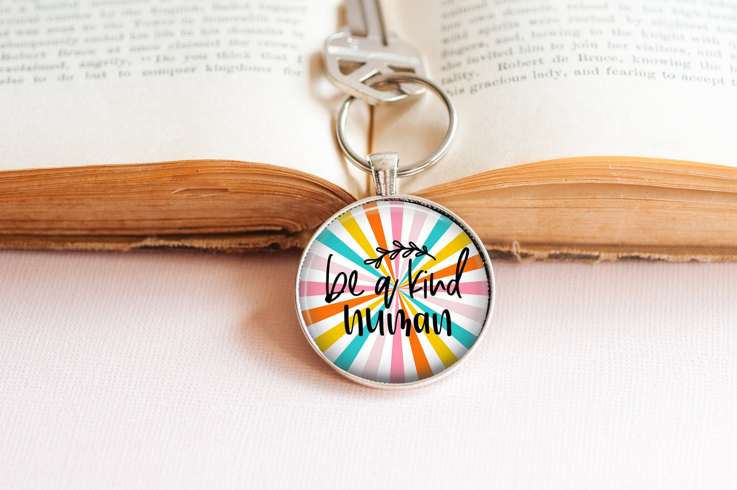 Be A Kind Human Mental Health Anxiety ADHD Depression Awareness Pendant Necklace Jewelry // Gifts for Her // Best Friend Gift // Keychain