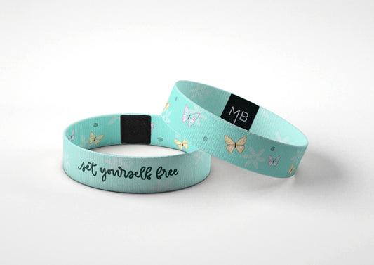 Set Yourself Free Butterfly Quote Motivational Wristband Reversible Bracelet // Gifts for Her // Gifts for Him / Inspirational Gifts