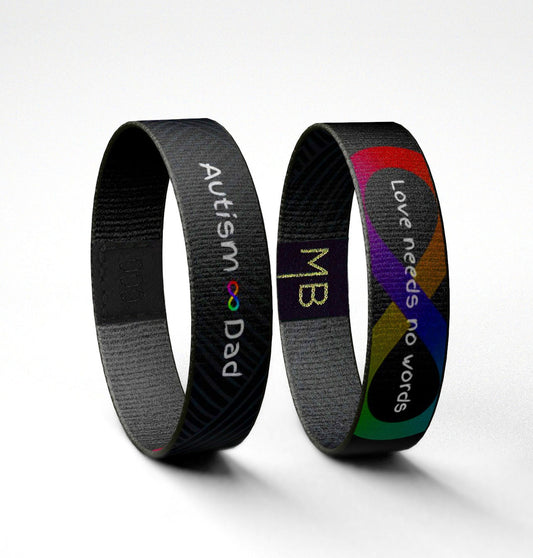 Autism Dad Motivational Awareness Wristband Reversible Bracelet // Gifts for Him // Inspirational Gifts // Love Needs No Words