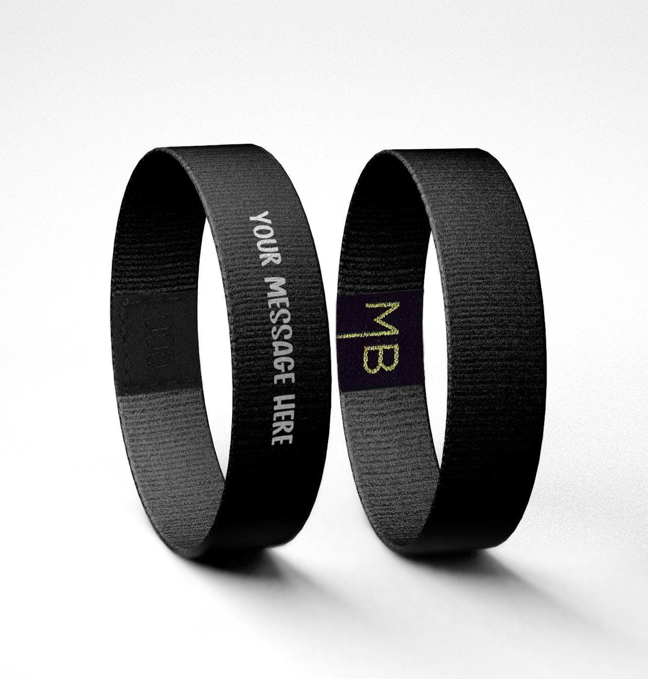 Customizable Solid Color Reversible Basic Word Design Quote Wristband Bracelet - Personalized pick your words and colors