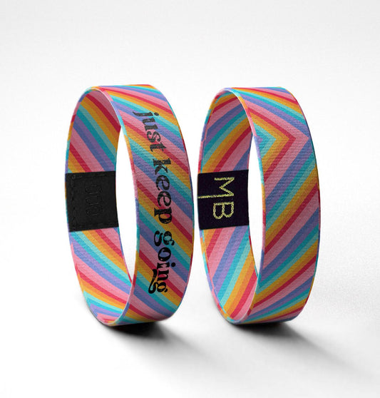 Just Keep Going Motivational Inspirational Wristband | Mental Health Awareness Bracelet | Inspirational Gift | Reversible Elastic Wrist Band