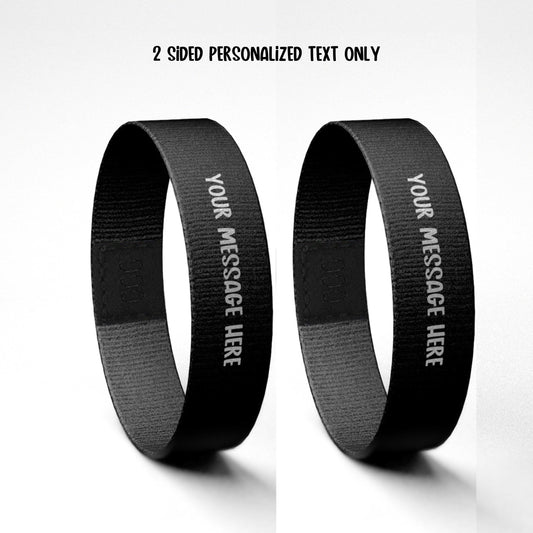 Custom Personalized text only on solid color reversible Fabric Elastic Wristband Bracelet / Customized text design 2 sides / Inspired by you