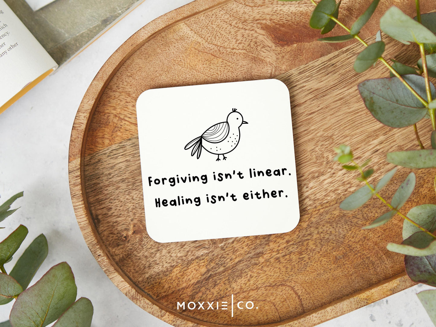 Forgiving Isnt Linear. Healing Isnt Either. Minimalist Motivational Magnet | Encouraging Gift - Moxxie Co.