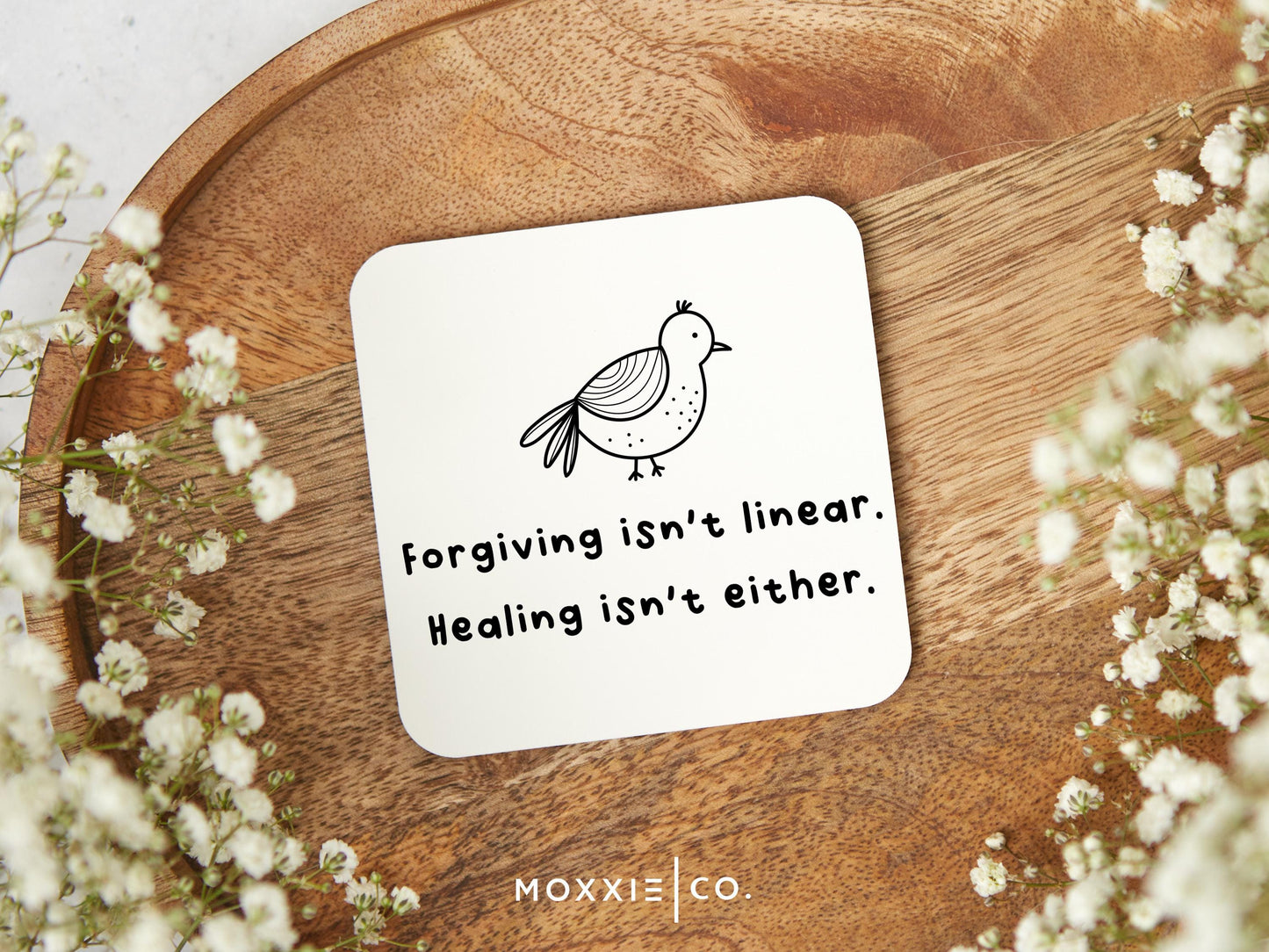 Forgiving Isnt Linear. Healing Isnt Either. Minimalist Motivational Magnet | Encouraging Gift - Moxxie Co.