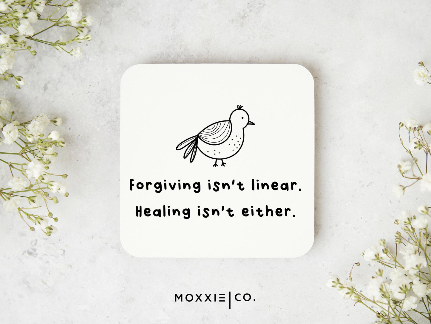 Forgiving Isnt Linear. Healing Isnt Either. Minimalist Motivational Magnet | Encouraging Gift - Moxxie Co.