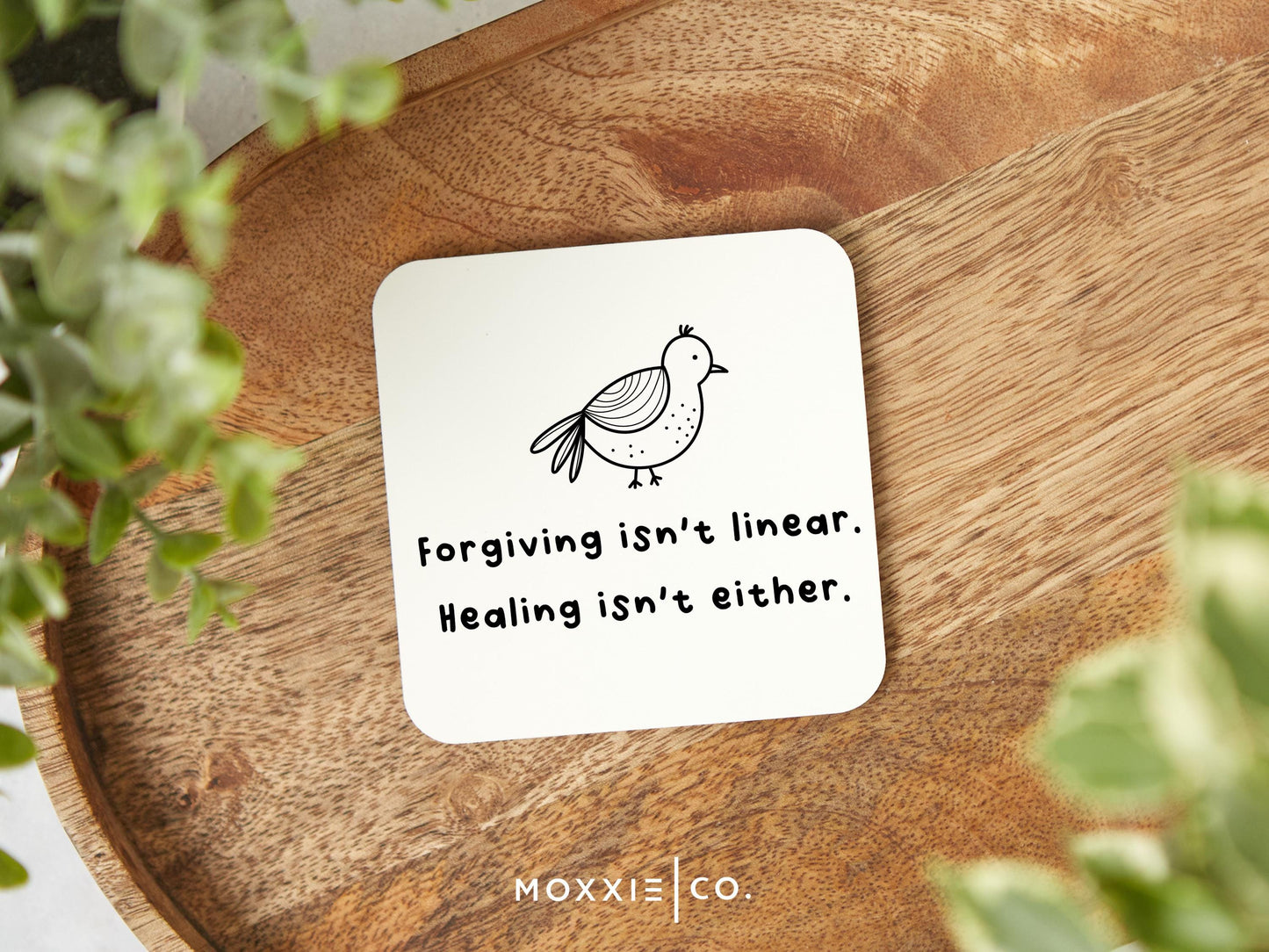 Forgiving Isnt Linear. Healing Isnt Either. Minimalist Motivational Magnet | Encouraging Gift - Moxxie Co.