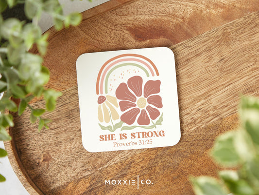 She is Strong Proverbs 31:25 Motivational Magnet | Bible Verse Inspirational Gift for Women - Moxxie Co.