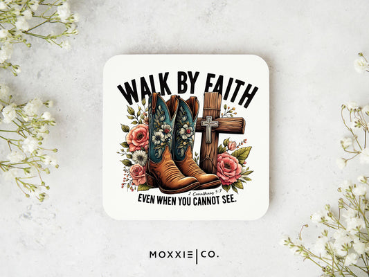 Walk By Faith Christian Bible Verse Quote Motivational Magnet | Inspirational Gift - Moxxie Co.