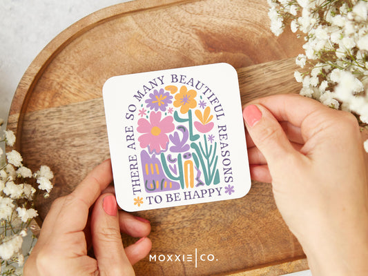 There are so many Beautiful Reasons to be Happy Floral Pastel Bible Verse Quote Motivational Magnet | Inspirational Gift - Moxxie Co.