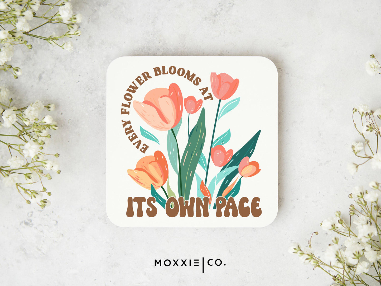 Every Flower Blooms at it's Own Pace Floral Bible Verse Christian Quote Motivational Magnet | Inspirational Gift - Moxxie Co.