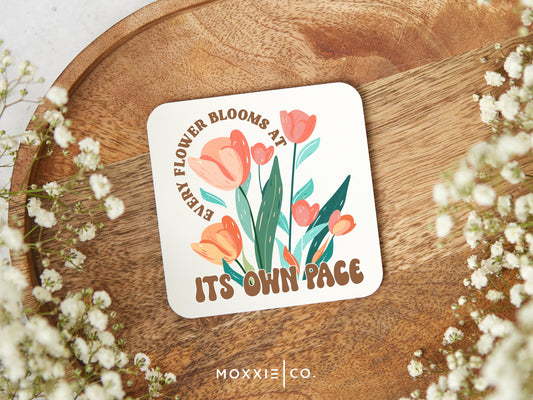 Every Flower Blooms at it's Own Pace Floral Bible Verse Christian Quote Motivational Magnet | Inspirational Gift - Moxxie Co.