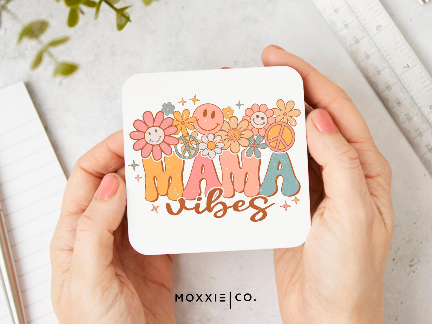 Retro Vintage Mama Vibes Floral Flower Power Mother's Day Gift Motivational Magnet | Inspirational Gift - Moxxie Co.