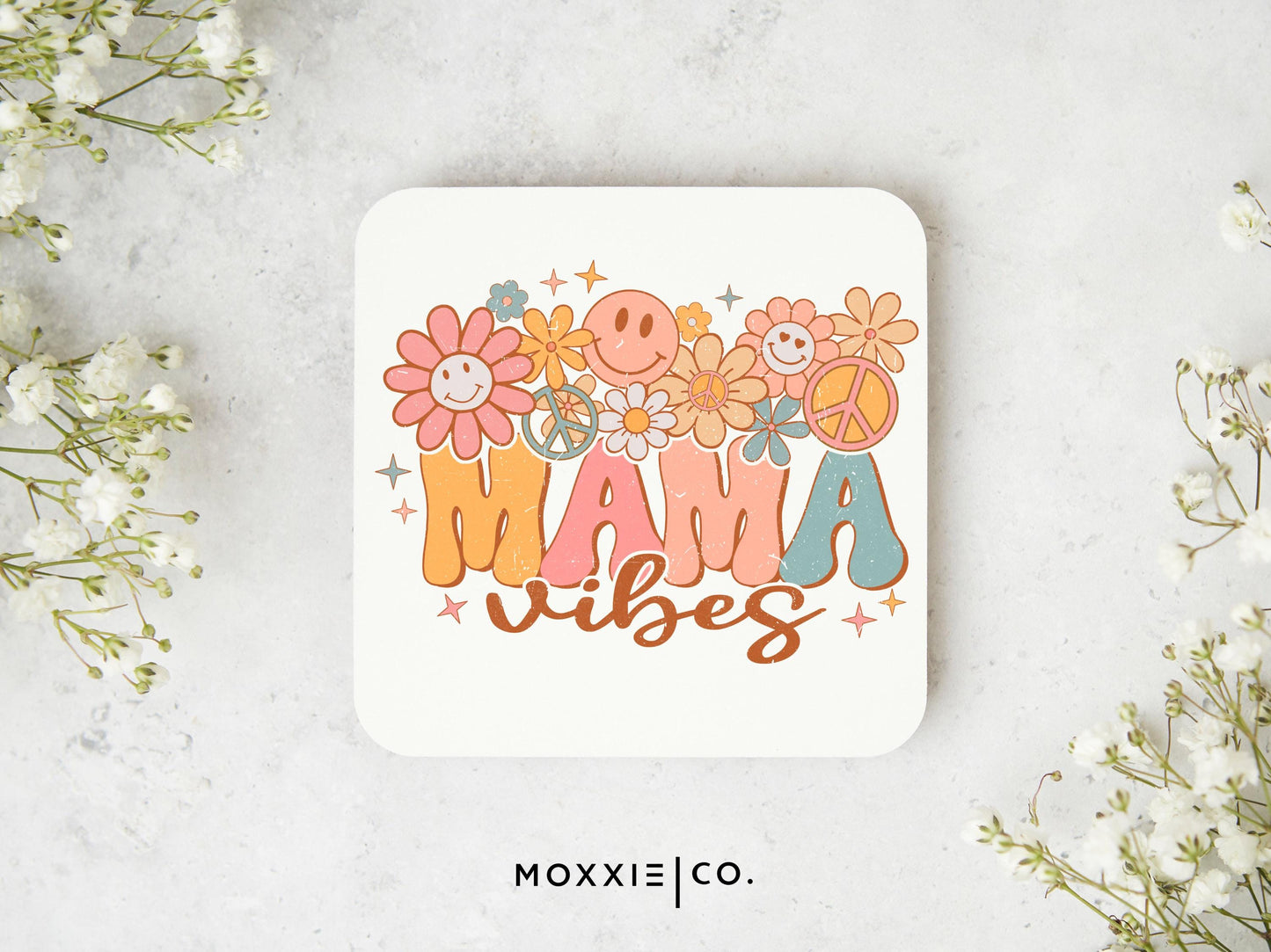 Retro Vintage Mama Vibes Floral Flower Power Mother's Day Gift Motivational Magnet | Inspirational Gift - Moxxie Co.