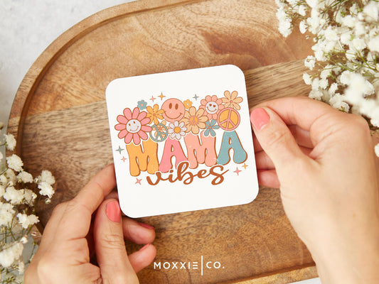 Retro Vintage Mama Vibes Floral Flower Power Mother's Day Gift Motivational Magnet | Inspirational Gift - Moxxie Co.