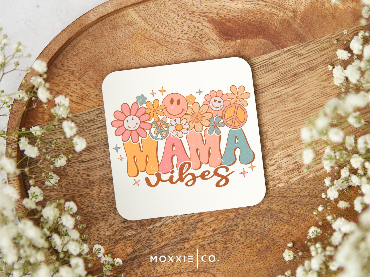 Retro Vintage Mama Vibes Floral Flower Power Mother's Day Gift Motivational Magnet | Inspirational Gift - Moxxie Co.
