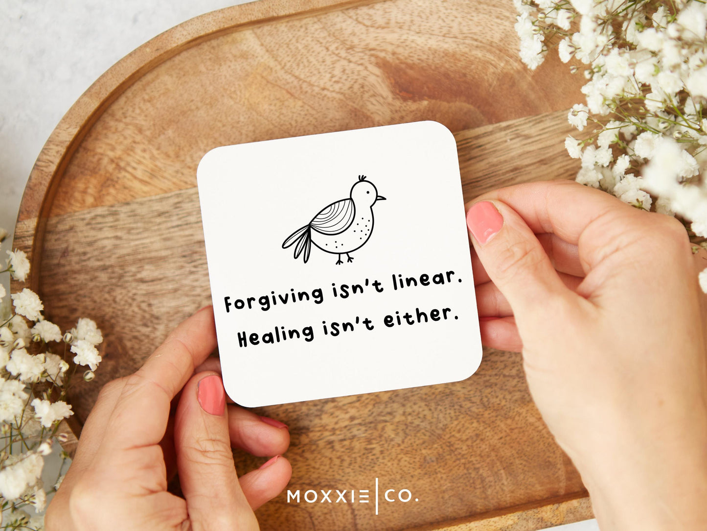 Forgiving Isnt Linear. Healing Isnt Either. Minimalist Motivational Magnet | Encouraging Gift - Moxxie Co.
