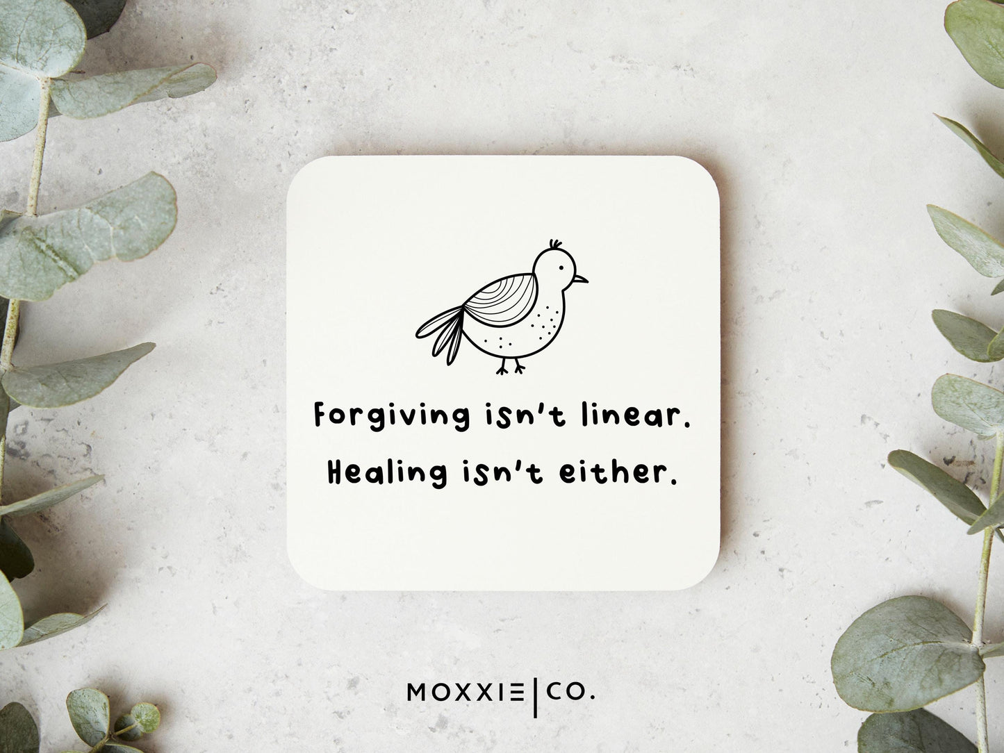 Forgiving Isnt Linear. Healing Isnt Either. Minimalist Motivational Magnet | Encouraging Gift - Moxxie Co.