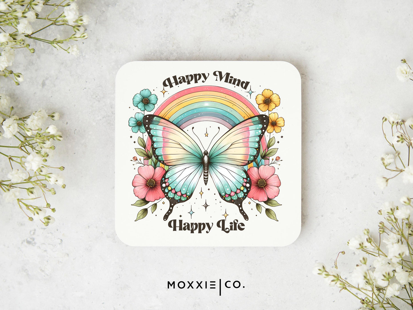 Happy Mind Happy Life Motivational Magnet | Inspirational Gift - Moxxie Co.