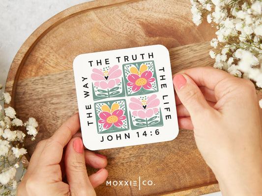 John 14:6  The Way The Truth The Life Floral Pastel Bible Verse Christian Quote Motivational Magnet | Inspirational Gift - Moxxie Co.