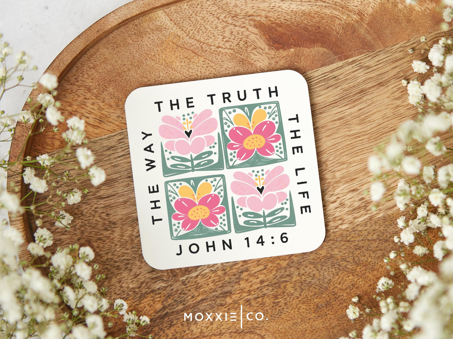 John 14:6  The Way The Truth The Life Floral Pastel Bible Verse Christian Quote Motivational Magnet | Inspirational Gift - Moxxie Co.