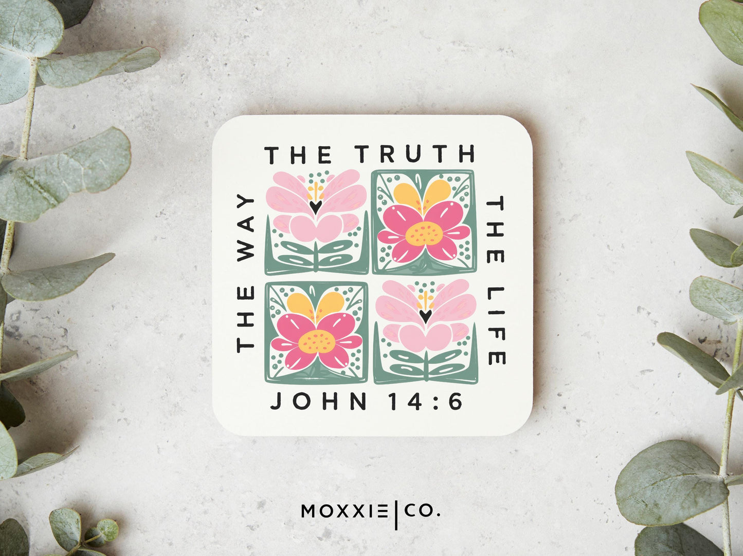 John 14:6  The Way The Truth The Life Floral Pastel Bible Verse Christian Quote Motivational Magnet | Inspirational Gift - Moxxie Co.