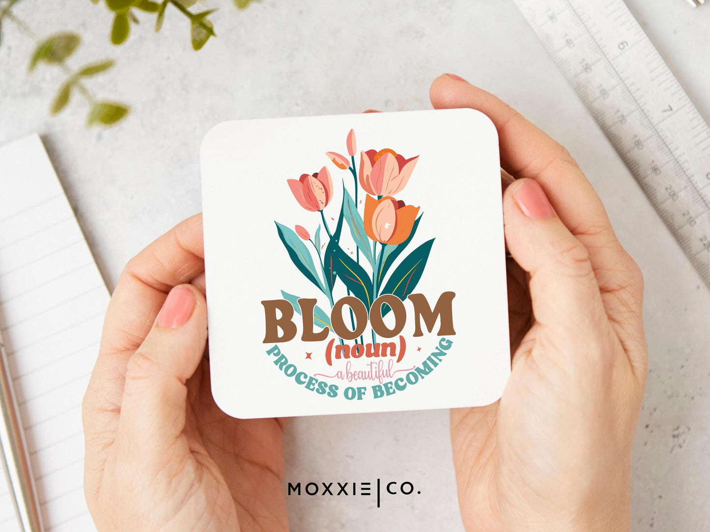 Bloom: A Beautiful Process of Becoming Floral Pastel Bible Verse Christian Quote Motivational Magnet | Inspirational Gift - Moxxie Co.