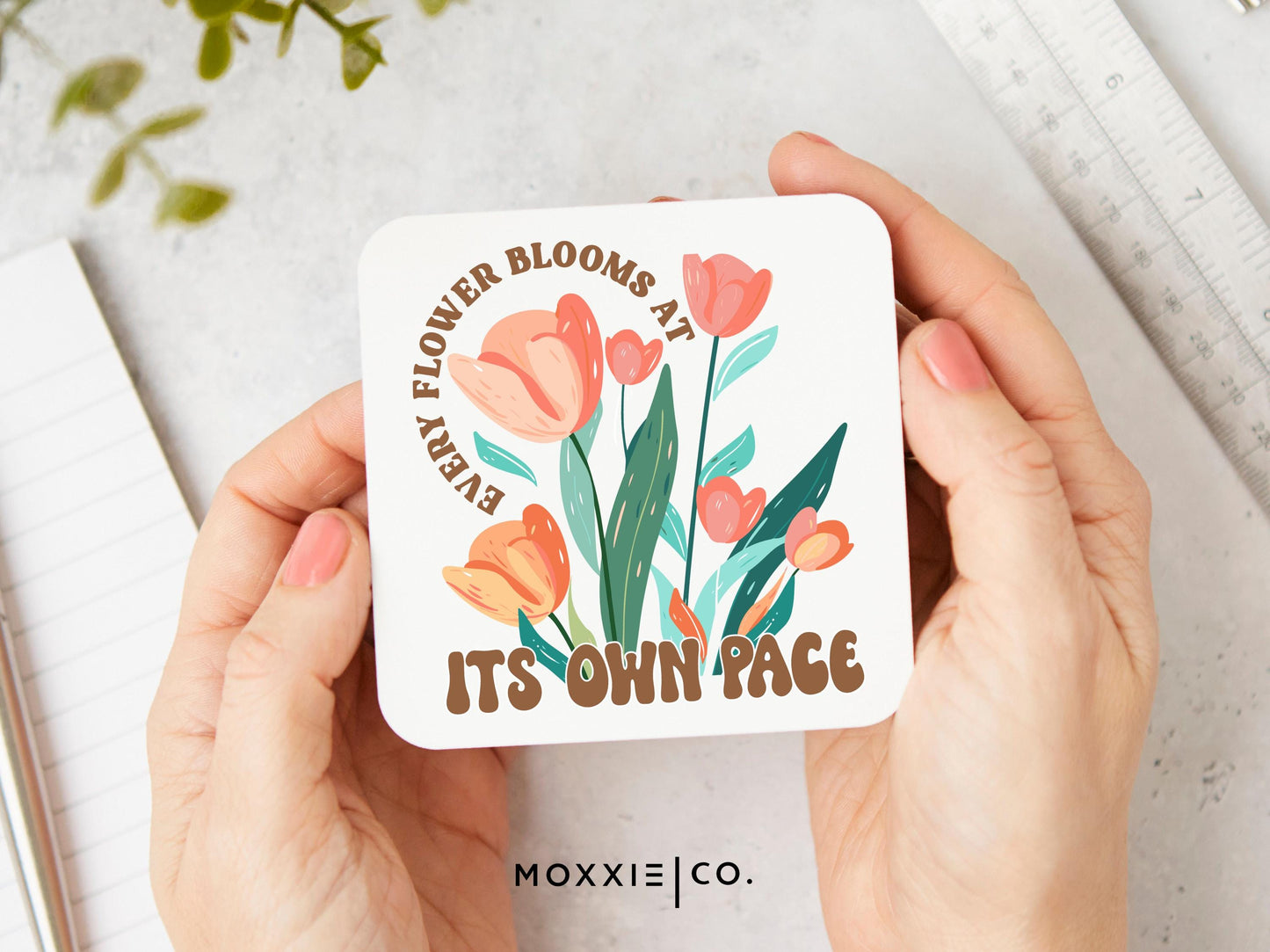Every Flower Blooms at it's Own Pace Floral Bible Verse Christian Quote Motivational Magnet | Inspirational Gift - Moxxie Co.