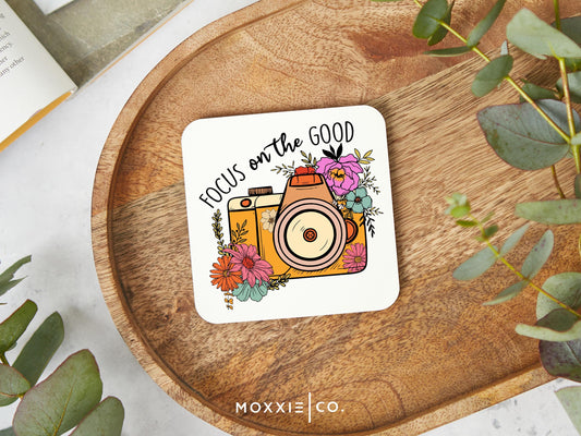 Focus on the Good Vintage Floral Camera Motivational Magnet | Inspirational Gift - Moxxie Co.