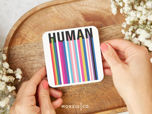 HUMAN Inclusive Ally LGBTQ Motivational Magnet | Inspirational Gift - Moxxie Co.