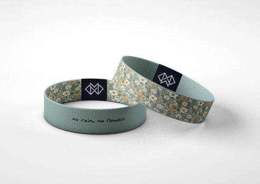 No Rain No Flowers Bracelet  Reversible Floral Mental Health Wristband | Growth & Healing Gift | Inspirational Jewelry