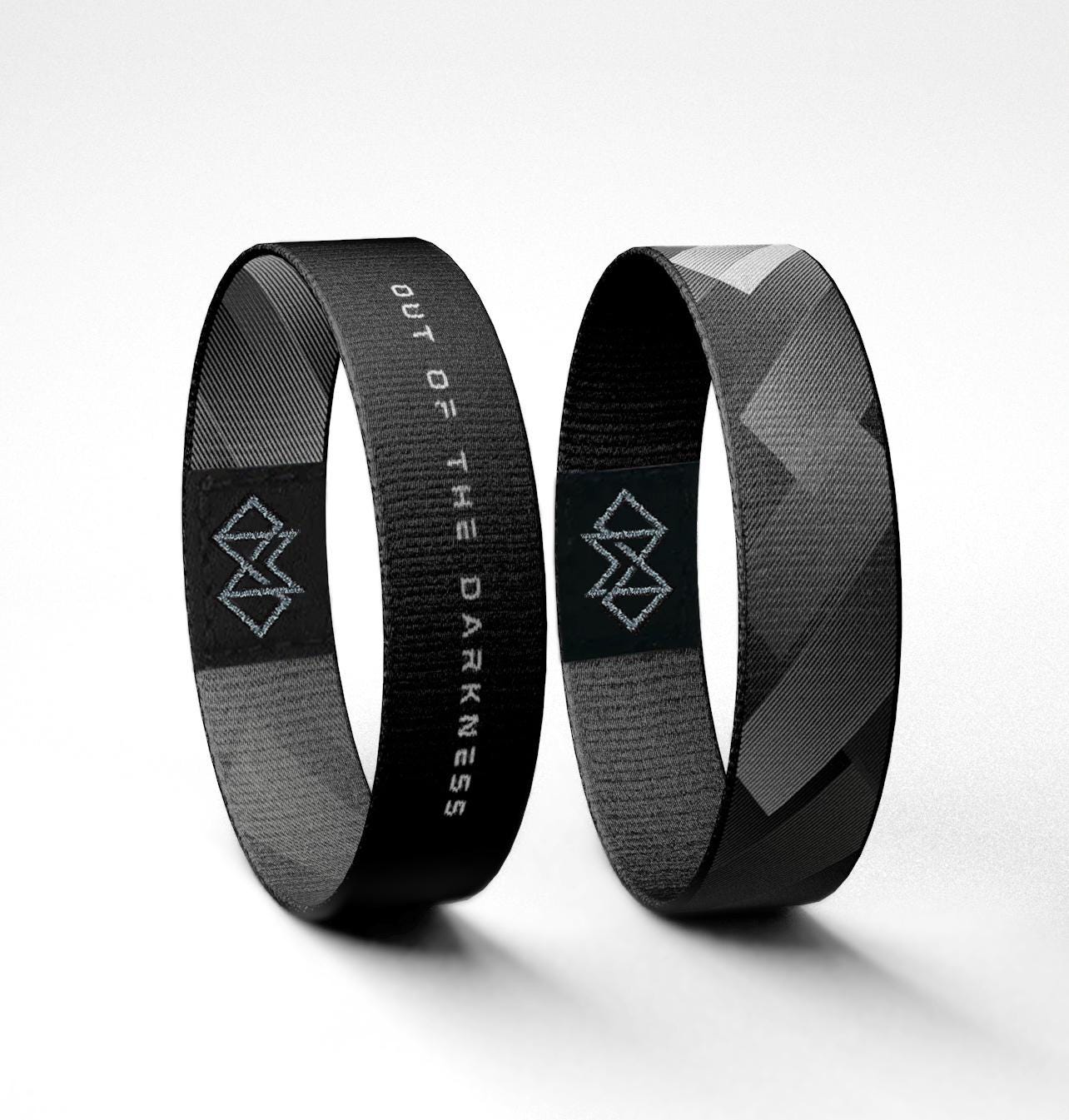 Out of the Darkness Bracelet  Reversible Black Mental Health Jewelry | Depression Awareness Gift | Motivational Band for Men or Women