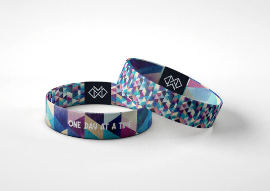 One Day at a Time Motivational Wristband | Reversible Inspirational Bracelet | Mental Health Awareness Jewelry Gift by MoxxieBands
